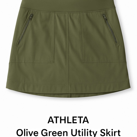 Athleta Olive Green Utility Skirt Size 4 | Zip Pockets | Active Wear - Picture 2 of 5
